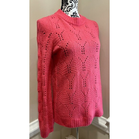 Gap Sweater Womens Small Pointelle Scallop Trim Pink Coquette Heritage - Picture 6 of 12